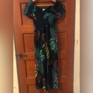 Patrons of Peace Jumpsuit Size XS Black Tropical Print
